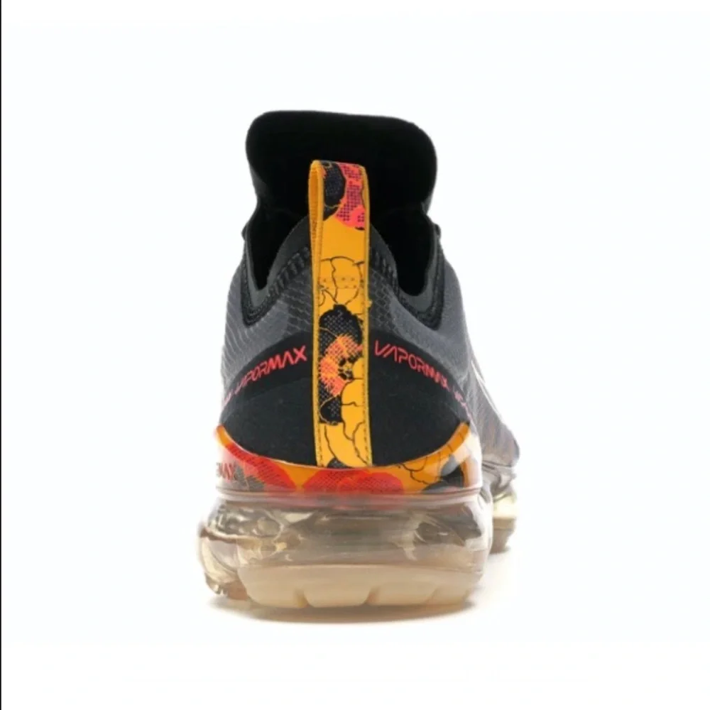 Nike Women's Air VaporMax Sneakers in Black, Orange and Gold